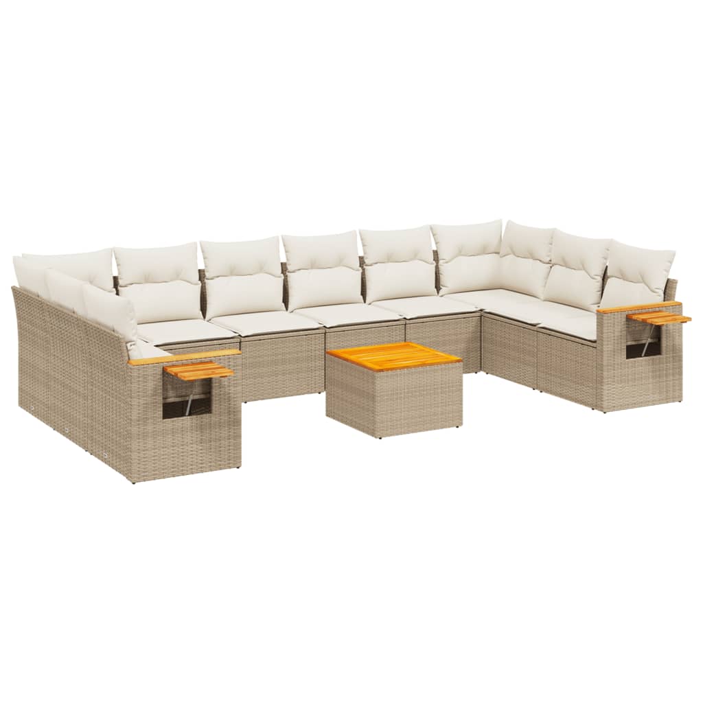 11-delige Tuinset met kussens poly rattan beige is nu te koop bij PeponiXL, paradijselijk wonen!