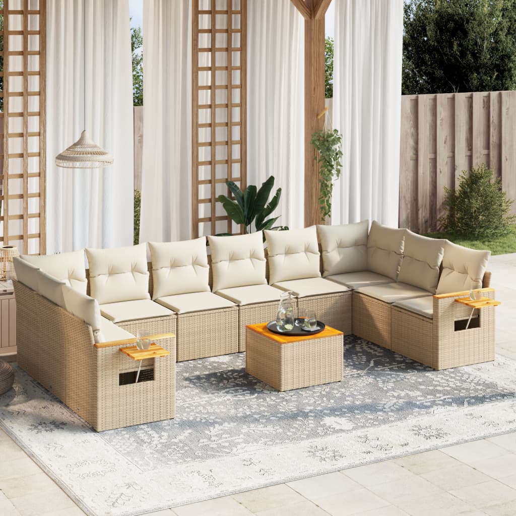 11-delige Tuinset met kussens poly rattan beige is nu te koop bij PeponiXL, paradijselijk wonen!