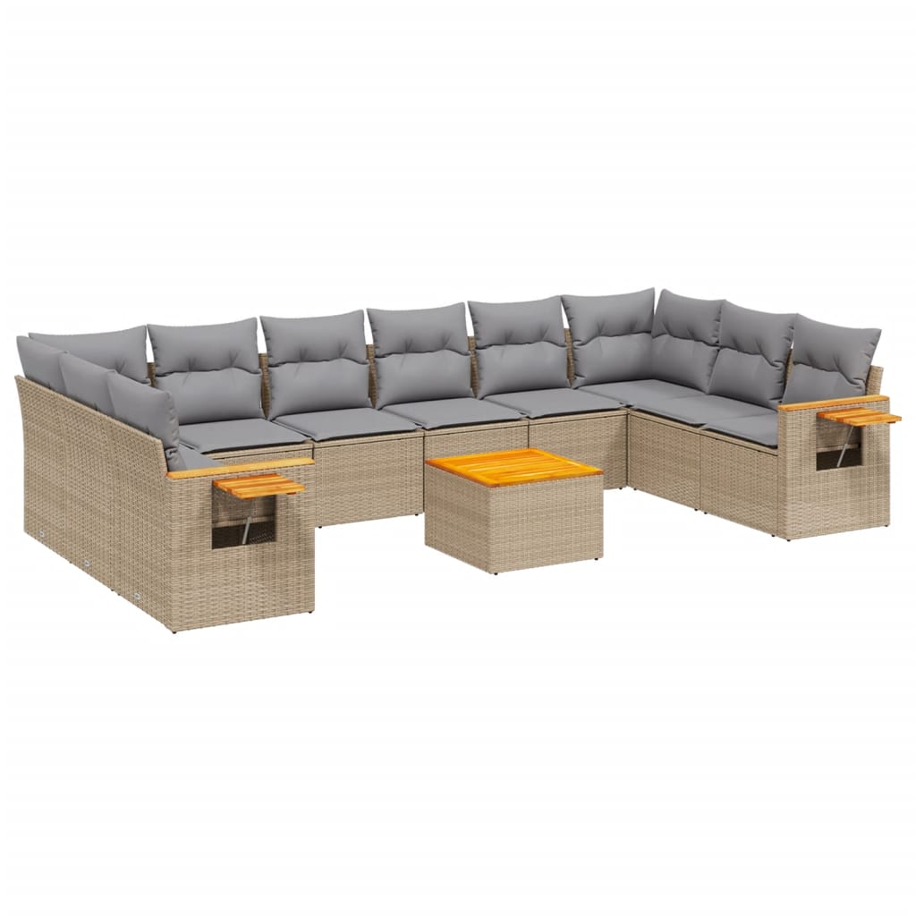 11-delige Tuinset met kussens poly rattan beige is nu te koop bij PeponiXL, paradijselijk wonen!