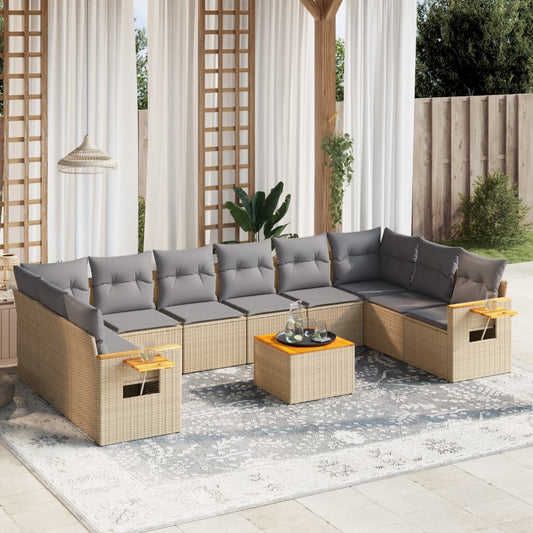 11-delige Tuinset met kussens poly rattan beige is nu te koop bij PeponiXL, paradijselijk wonen!