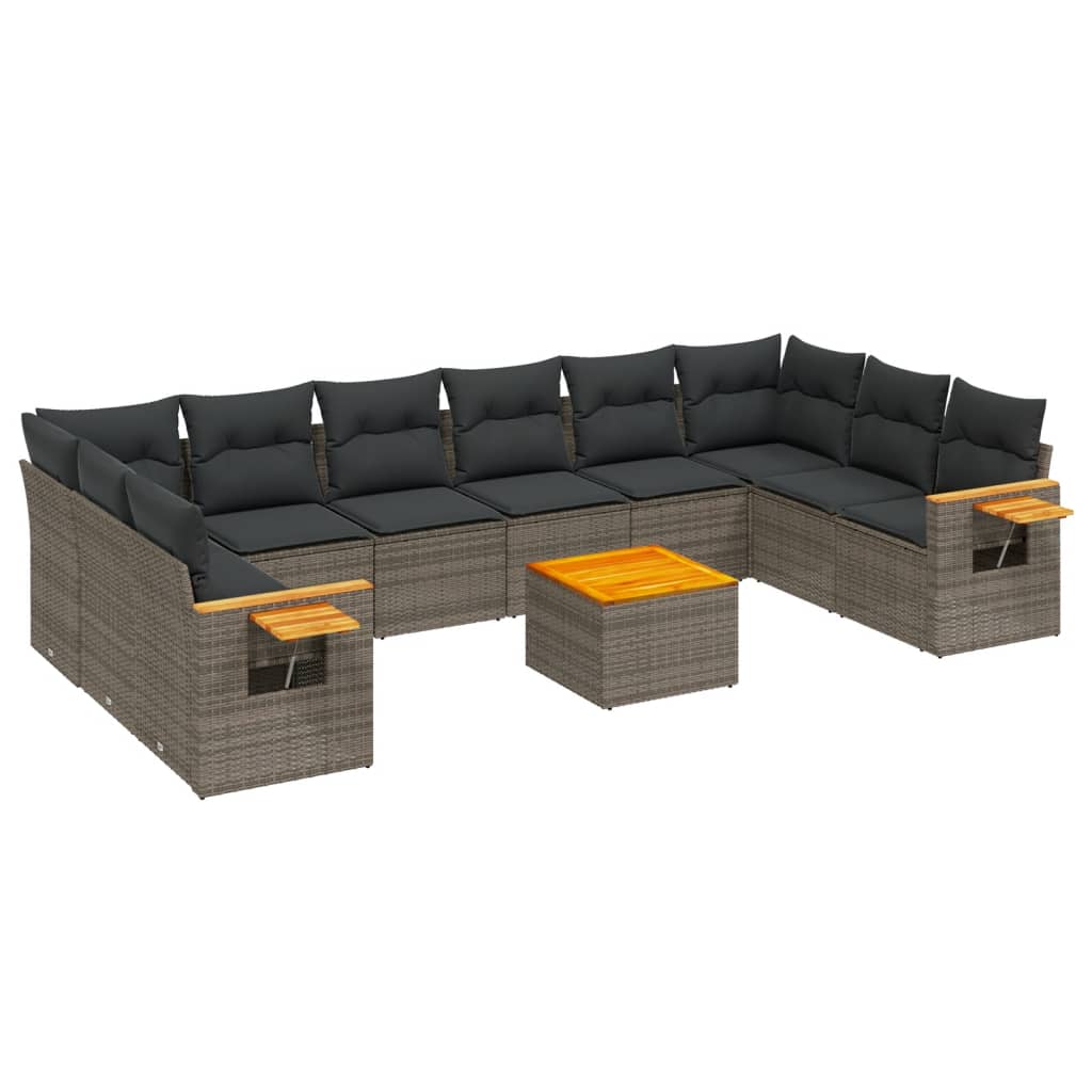 11-delige Loungeset met kussens poly rattan grijs is nu te koop bij PeponiXL, paradijselijk wonen!