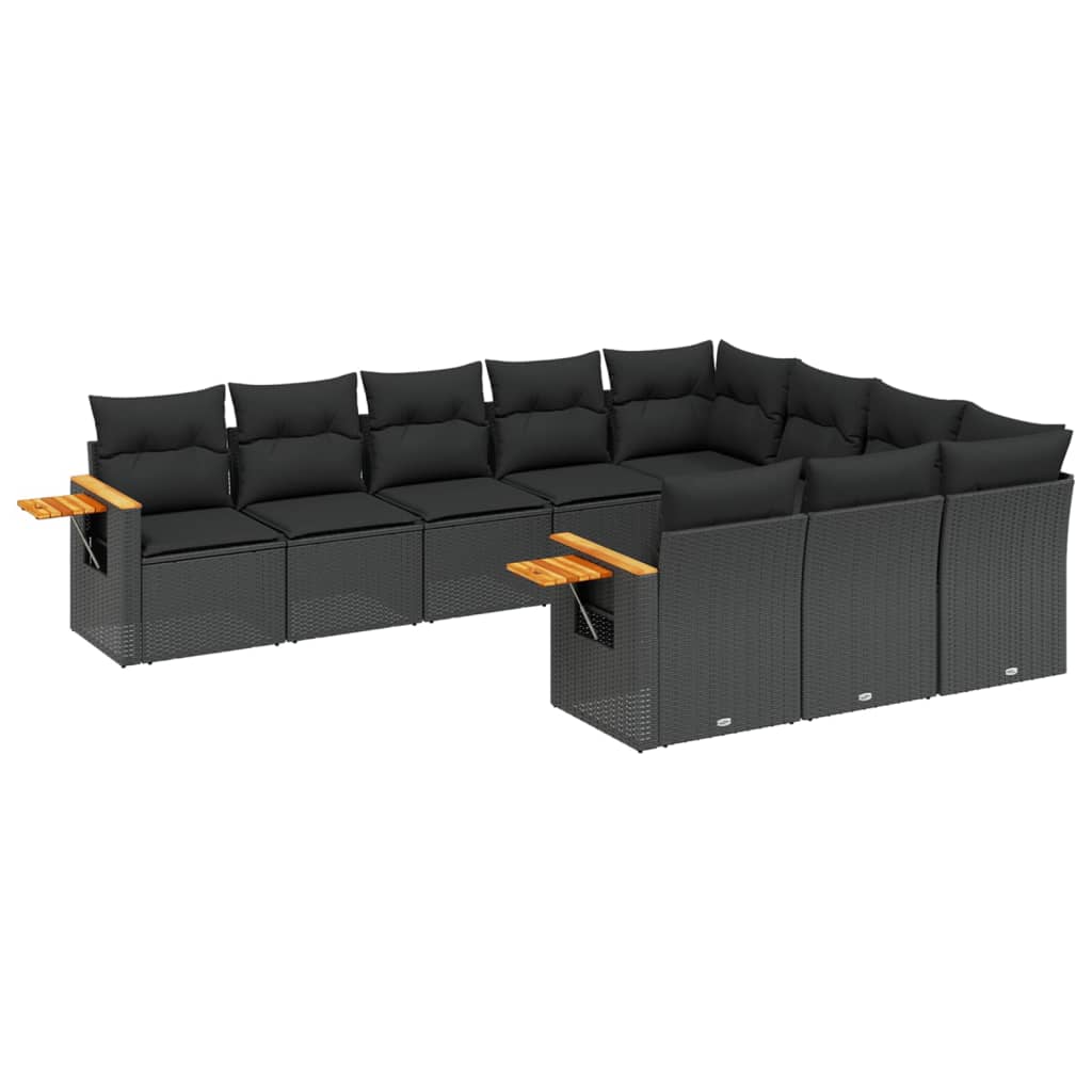 10-delige Loungeset met kussens poly rattan zwart is nu te koop bij PeponiXL, paradijselijk wonen!