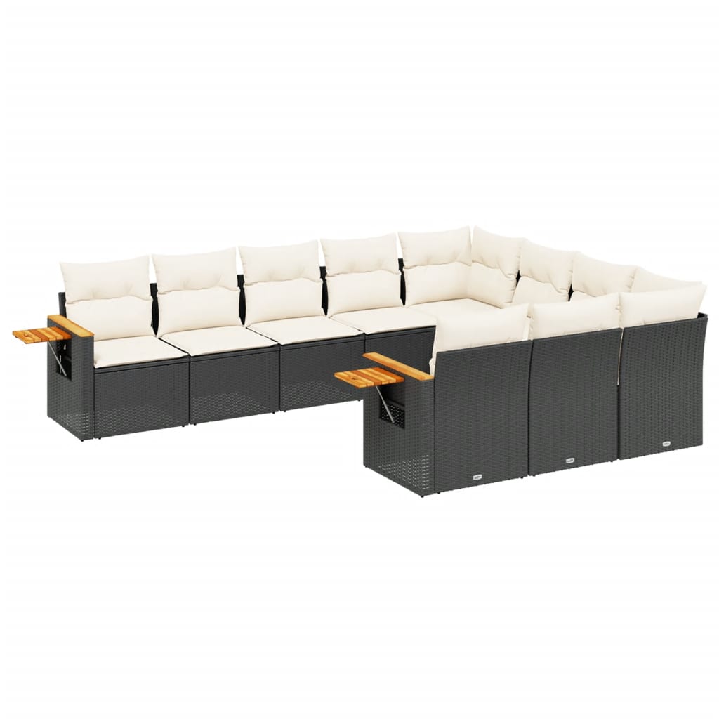 10-delige Loungeset met kussens poly rattan zwart is nu te koop bij PeponiXL, paradijselijk wonen!