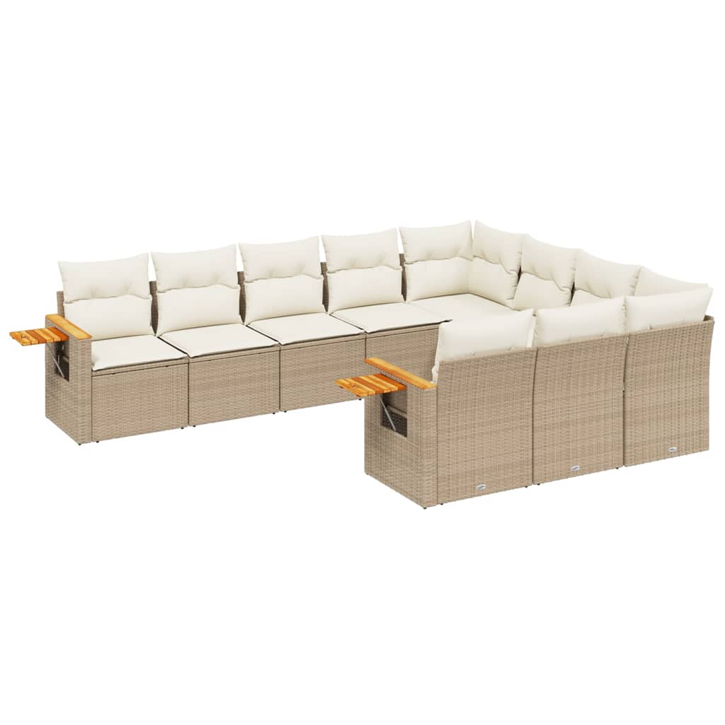 10-delige Loungeset met kussens poly rattan beige is nu te koop bij PeponiXL, paradijselijk wonen!