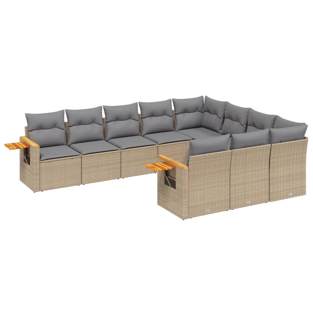 10-delige Loungeset met kussens poly rattan beige is nu te koop bij PeponiXL, paradijselijk wonen!