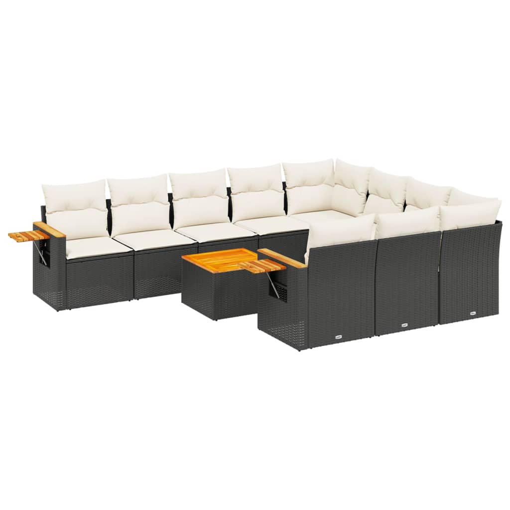 11-delige Loungeset met kussens poly rattan zwart is nu te koop bij PeponiXL, paradijselijk wonen!