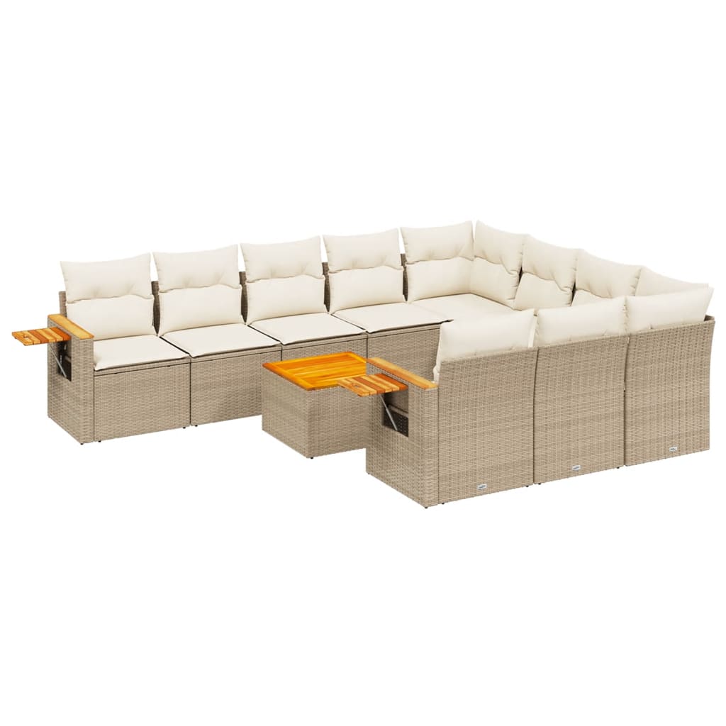 11-delige Tuinset met kussens poly rattan beige is nu te koop bij PeponiXL, paradijselijk wonen!