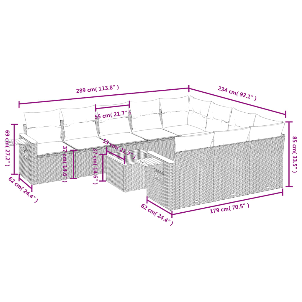 11-delige Tuinset met kussens poly rattan beige is nu te koop bij PeponiXL, paradijselijk wonen!