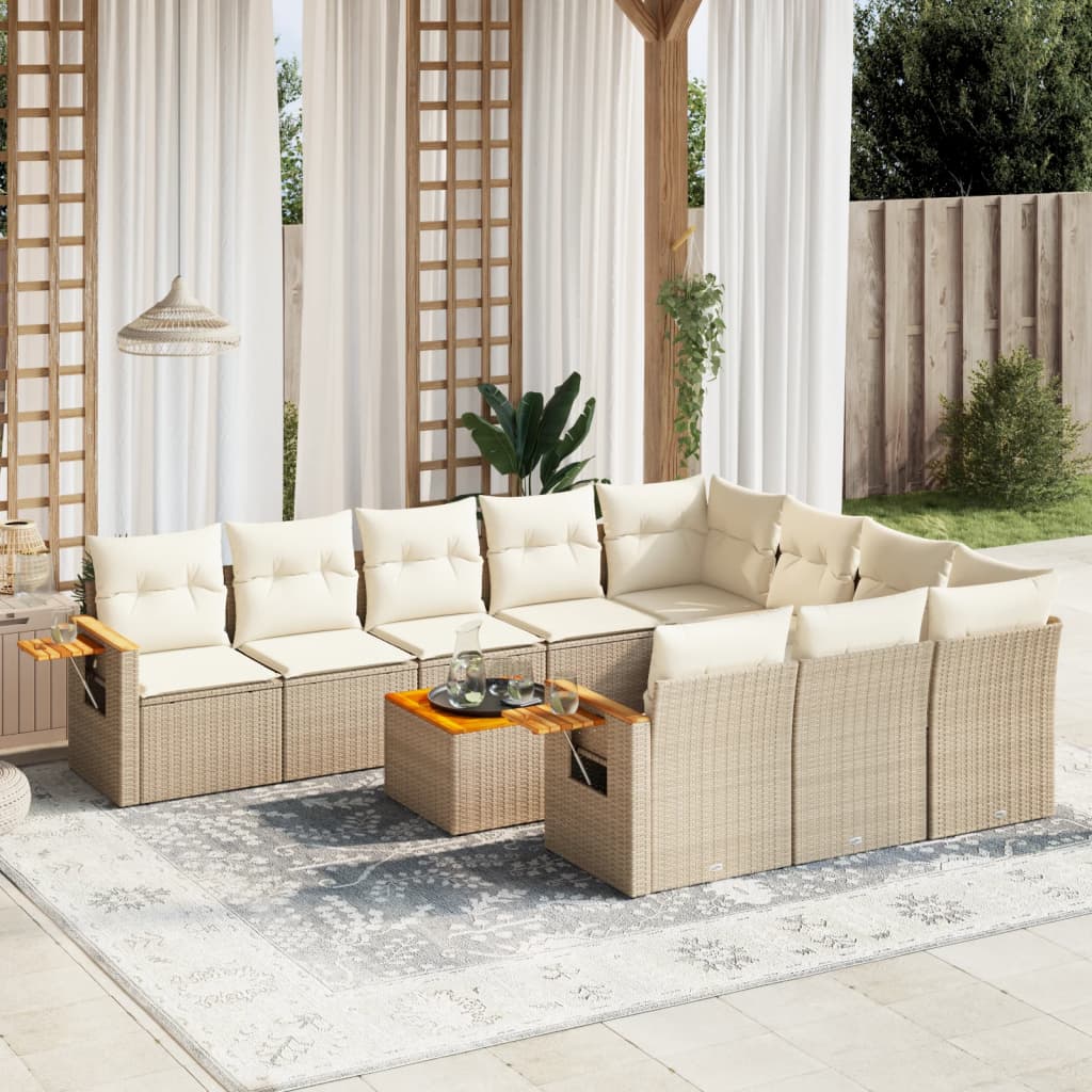 11-delige Tuinset met kussens poly rattan beige is nu te koop bij PeponiXL, paradijselijk wonen!