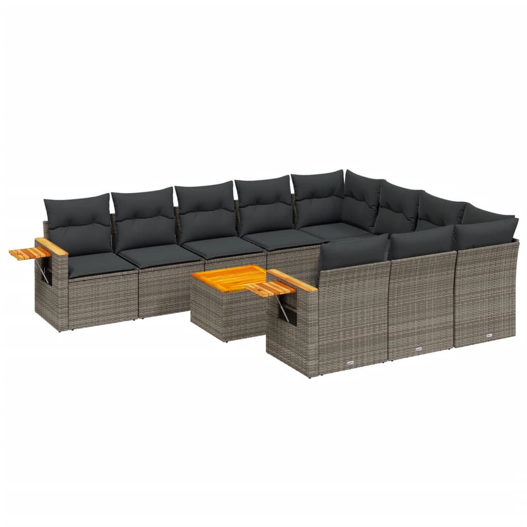 11-delige Loungeset met kussens poly rattan grijs is nu te koop bij PeponiXL, paradijselijk wonen!
