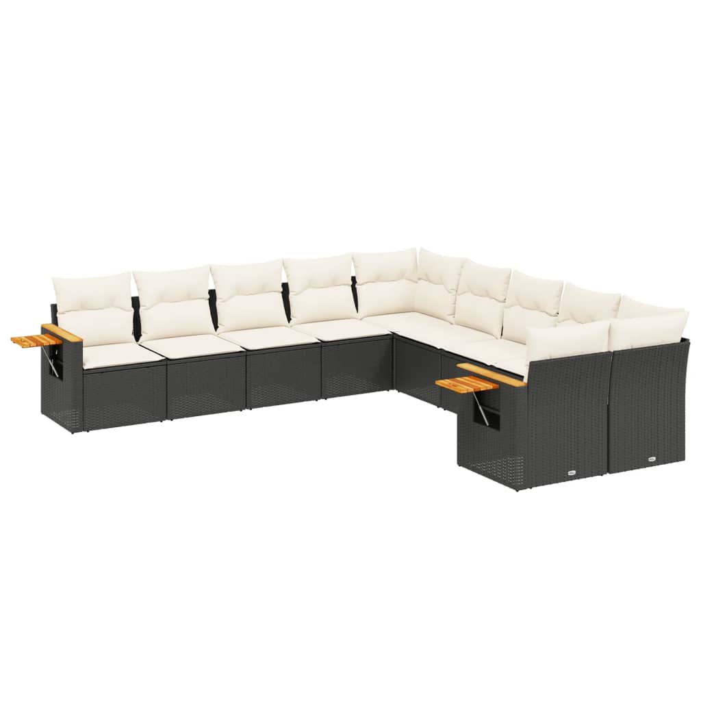 10-delige Loungeset met kussens poly rattan zwart is nu te koop bij PeponiXL, paradijselijk wonen!