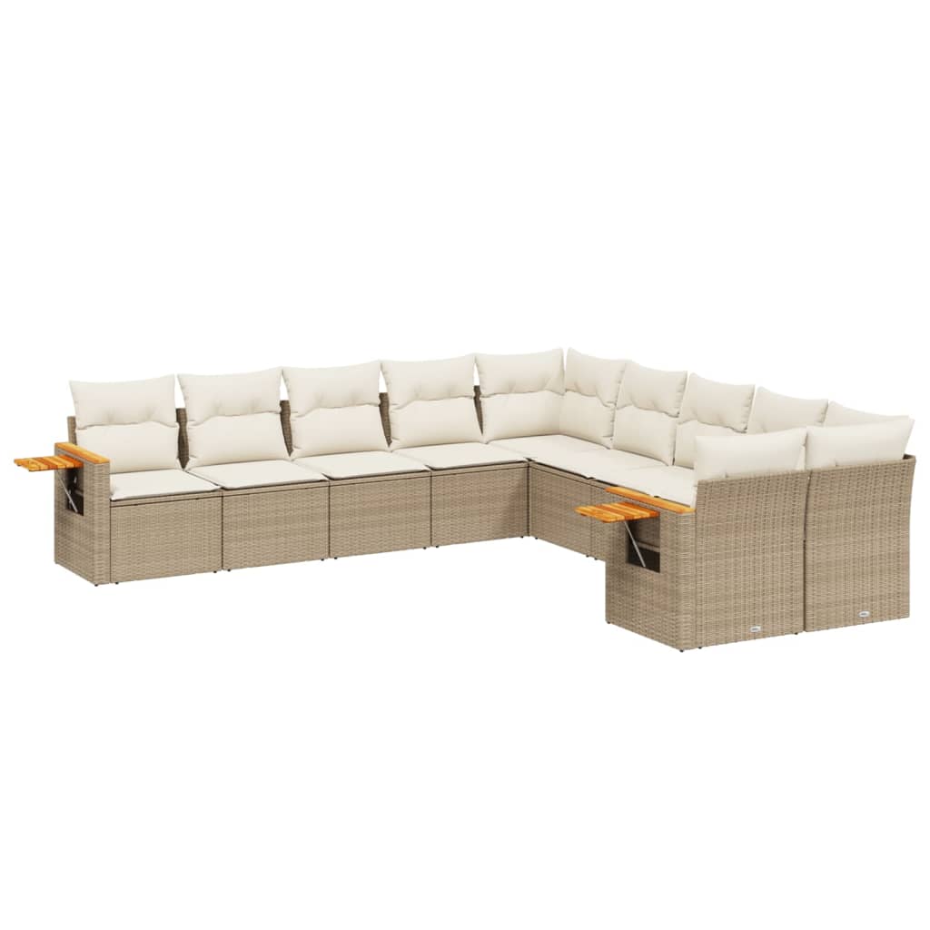 10-delige Loungeset met kussens poly rattan beige is nu te koop bij PeponiXL, paradijselijk wonen!