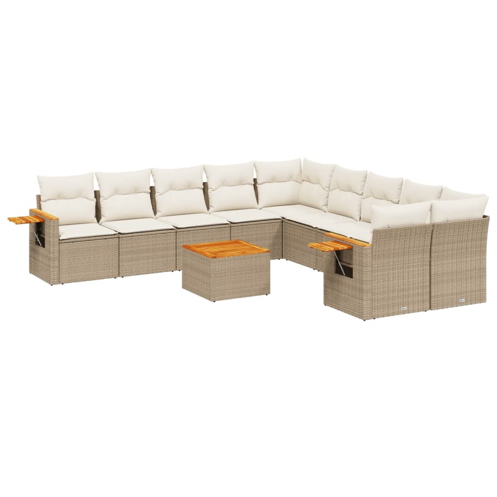 11-delige Tuinset met kussens poly rattan beige is nu te koop bij PeponiXL, paradijselijk wonen!