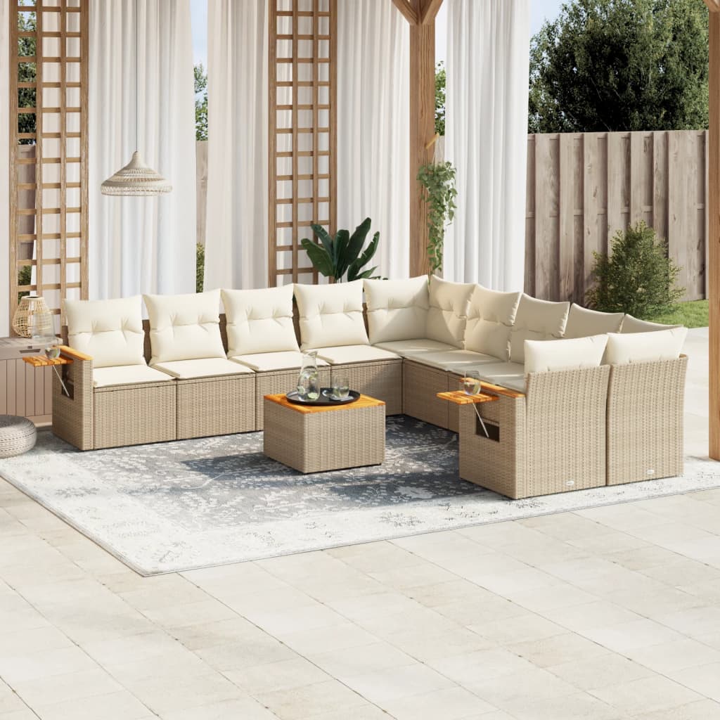 11-delige Tuinset met kussens poly rattan beige is nu te koop bij PeponiXL, paradijselijk wonen!