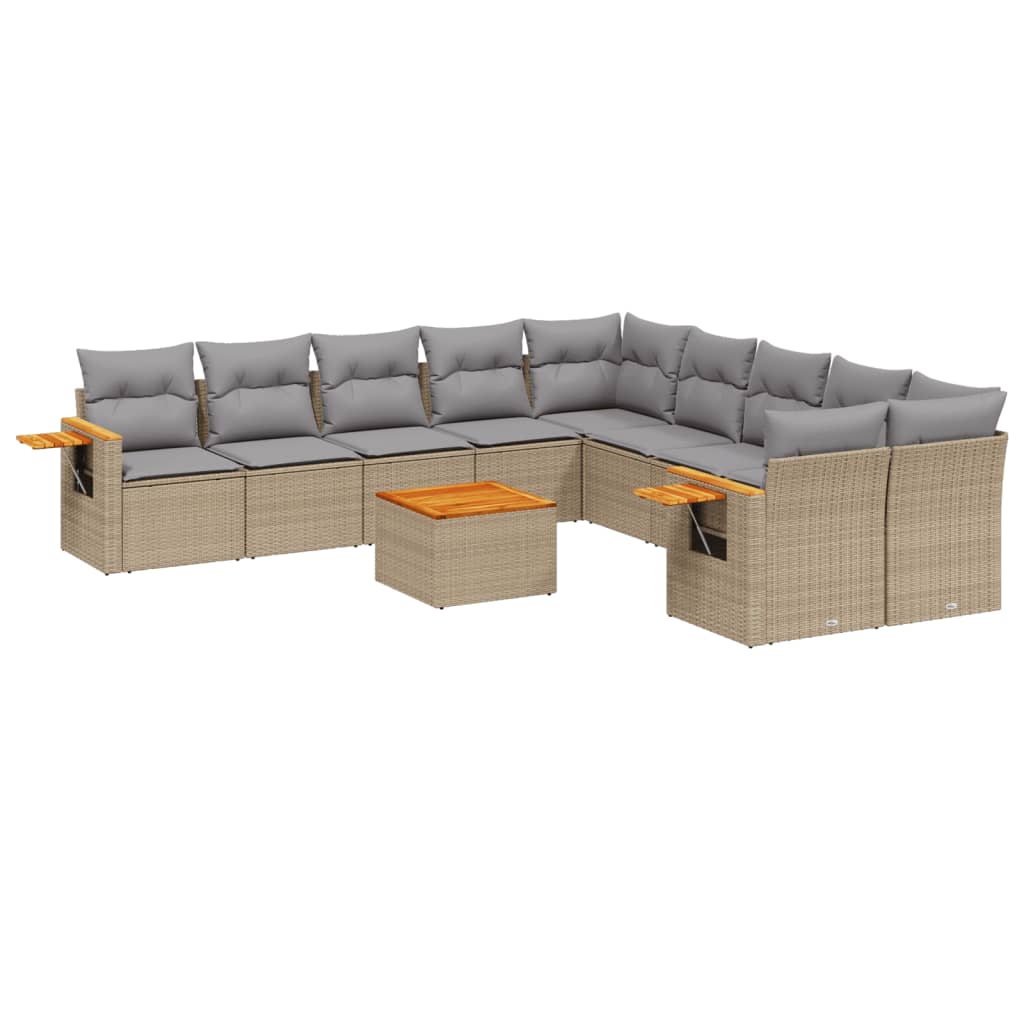 11-delige Tuinset met kussens poly rattan beige is nu te koop bij PeponiXL, paradijselijk wonen!
