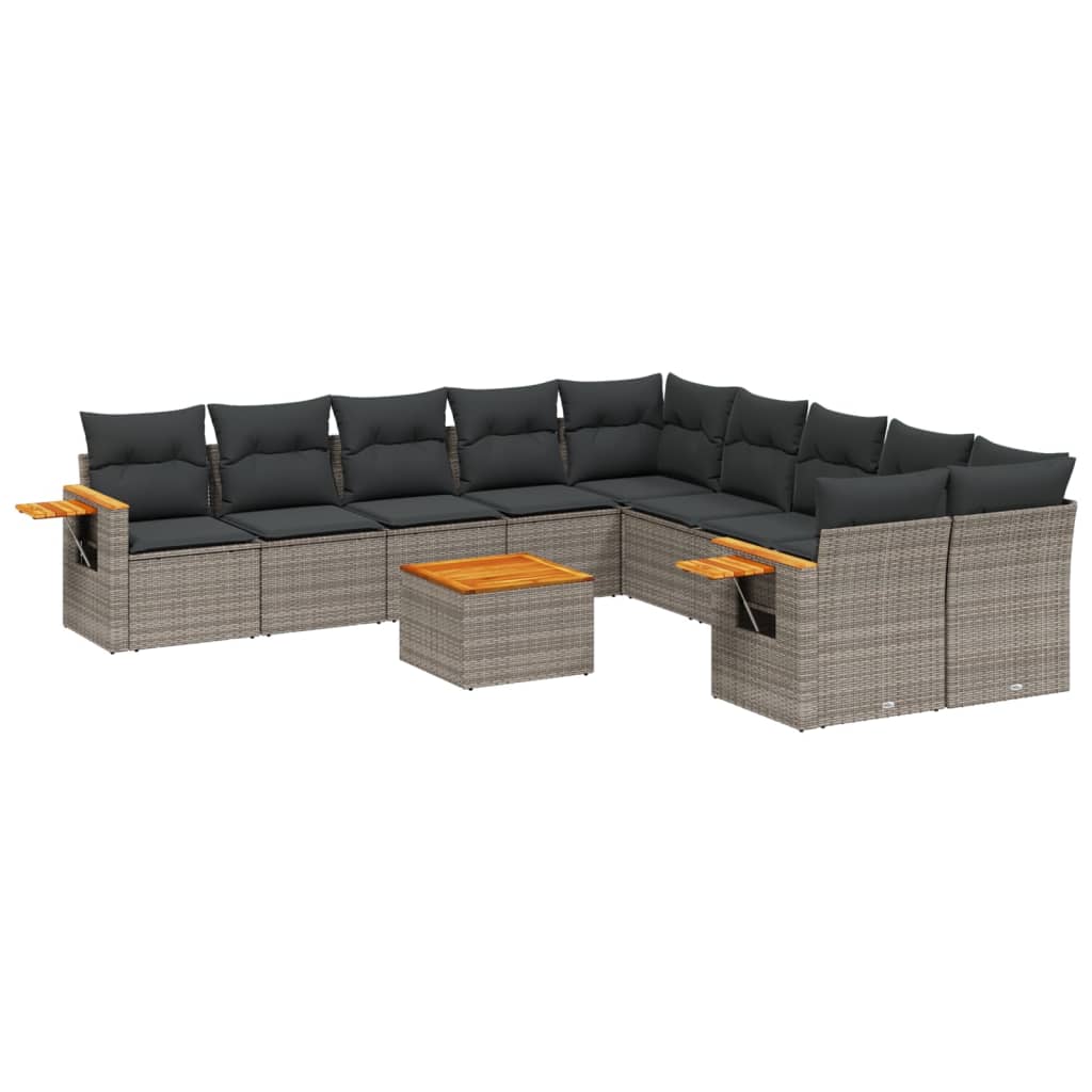 11-delige Loungeset met kussens poly rattan grijs is nu te koop bij PeponiXL, paradijselijk wonen!