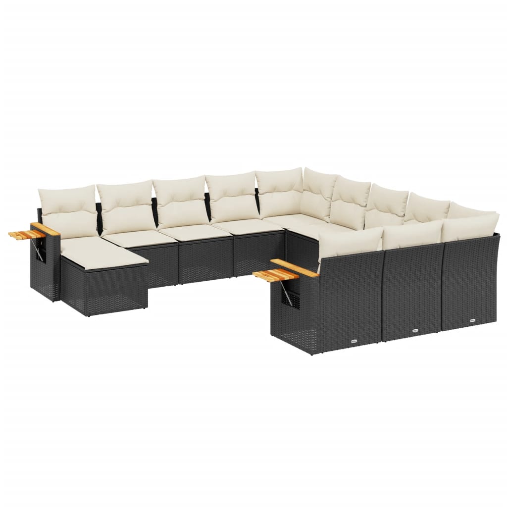 11-delige Loungeset met kussens poly rattan zwart is nu te koop bij PeponiXL, paradijselijk wonen!
