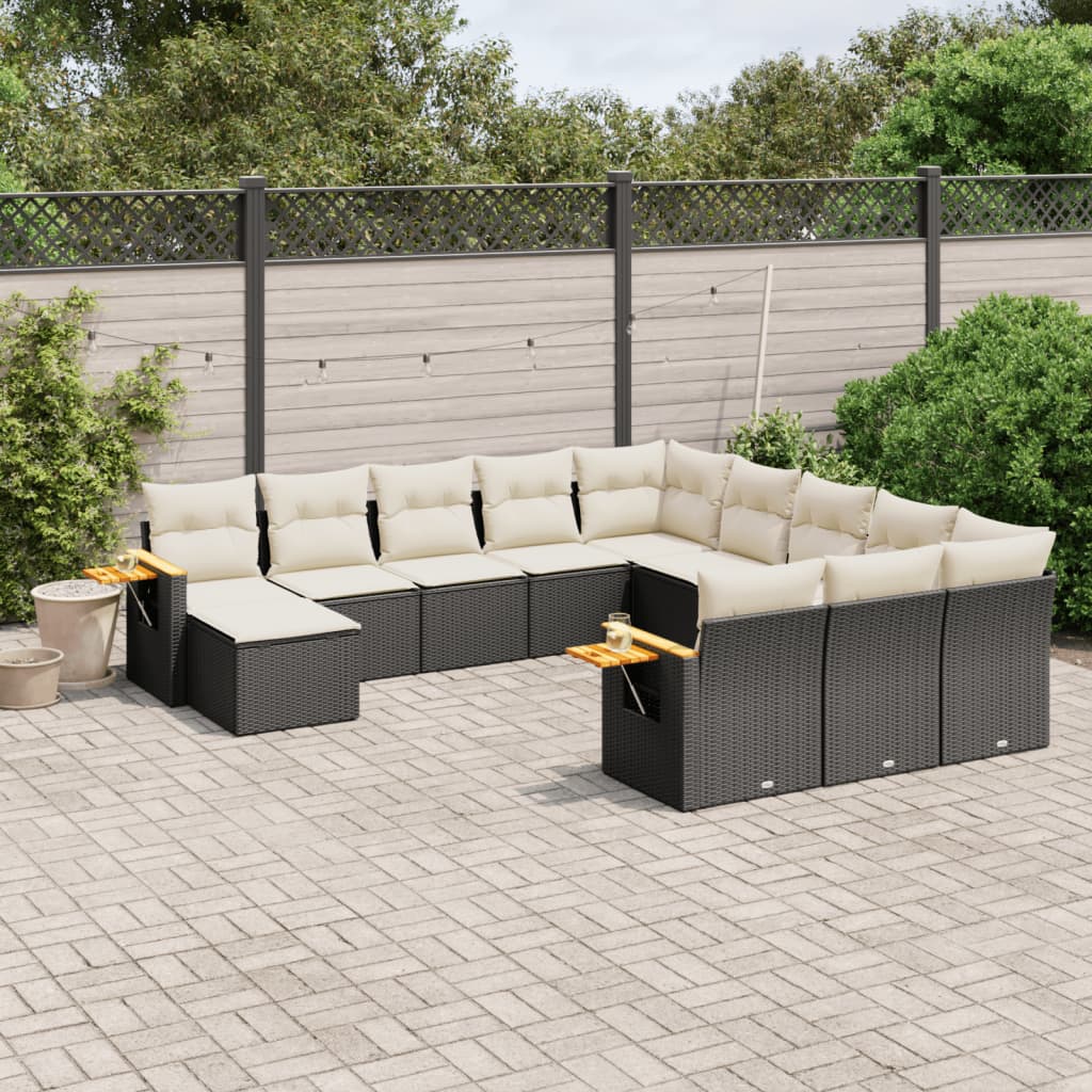 11-delige Loungeset met kussens poly rattan zwart is nu te koop bij PeponiXL, paradijselijk wonen!