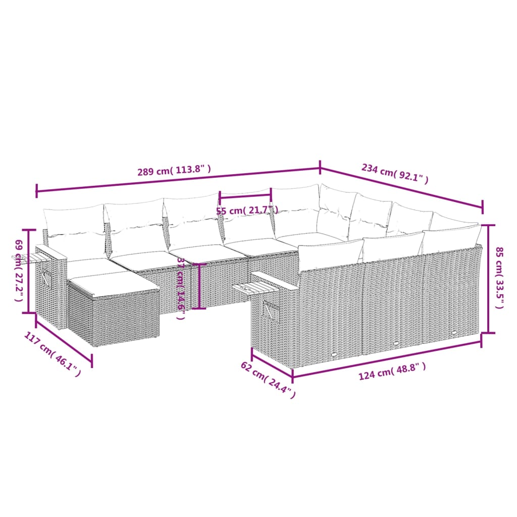 11-delige Tuinset met kussens poly rattan beige is nu te koop bij PeponiXL, paradijselijk wonen!