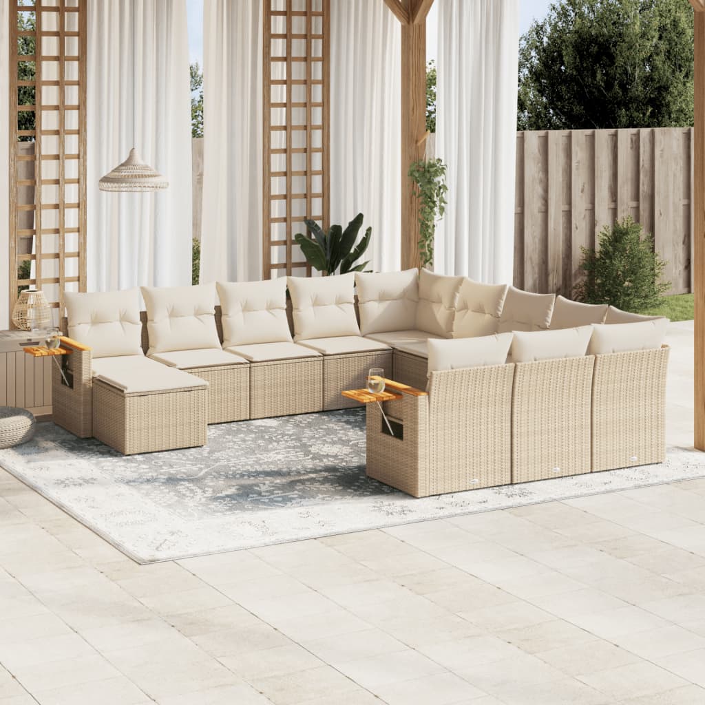 11-delige Tuinset met kussens poly rattan beige is nu te koop bij PeponiXL, paradijselijk wonen!