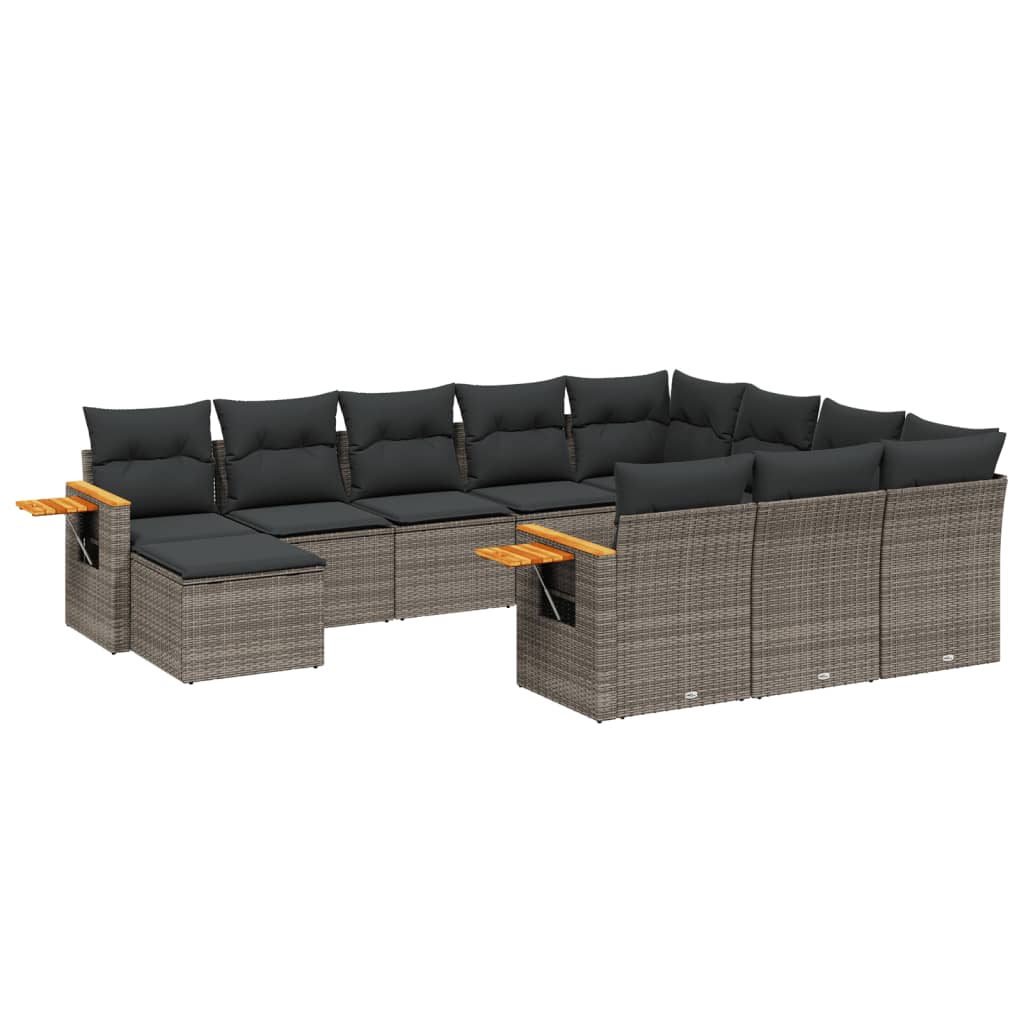 11-delige Loungeset met kussens poly rattan grijs is nu te koop bij PeponiXL, paradijselijk wonen!