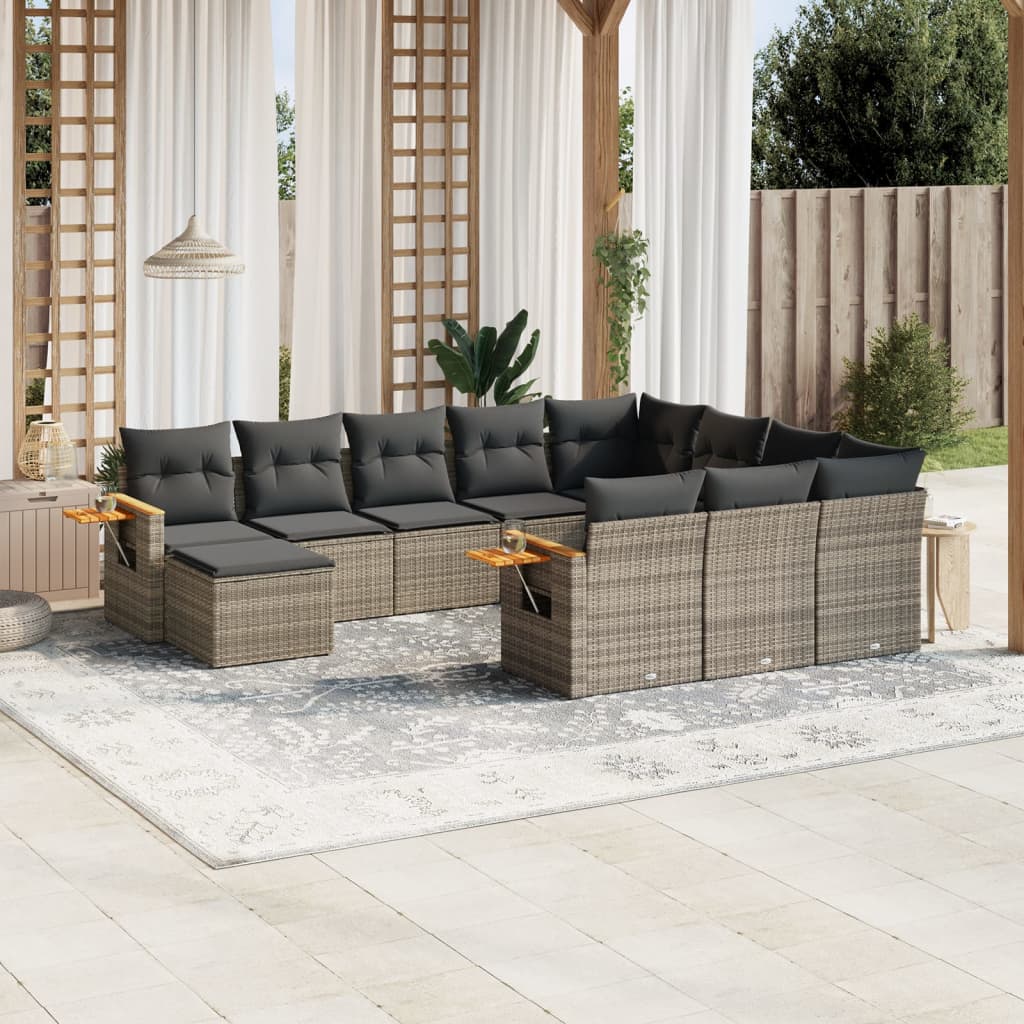 11-delige Loungeset met kussens poly rattan grijs is nu te koop bij PeponiXL, paradijselijk wonen!