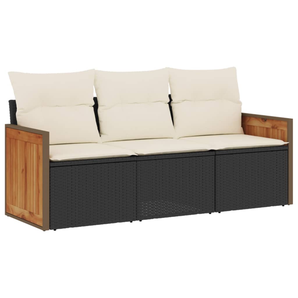 3-delige Loungeset met kussens poly rattan zwart is nu te koop bij PeponiXL, paradijselijk wonen!