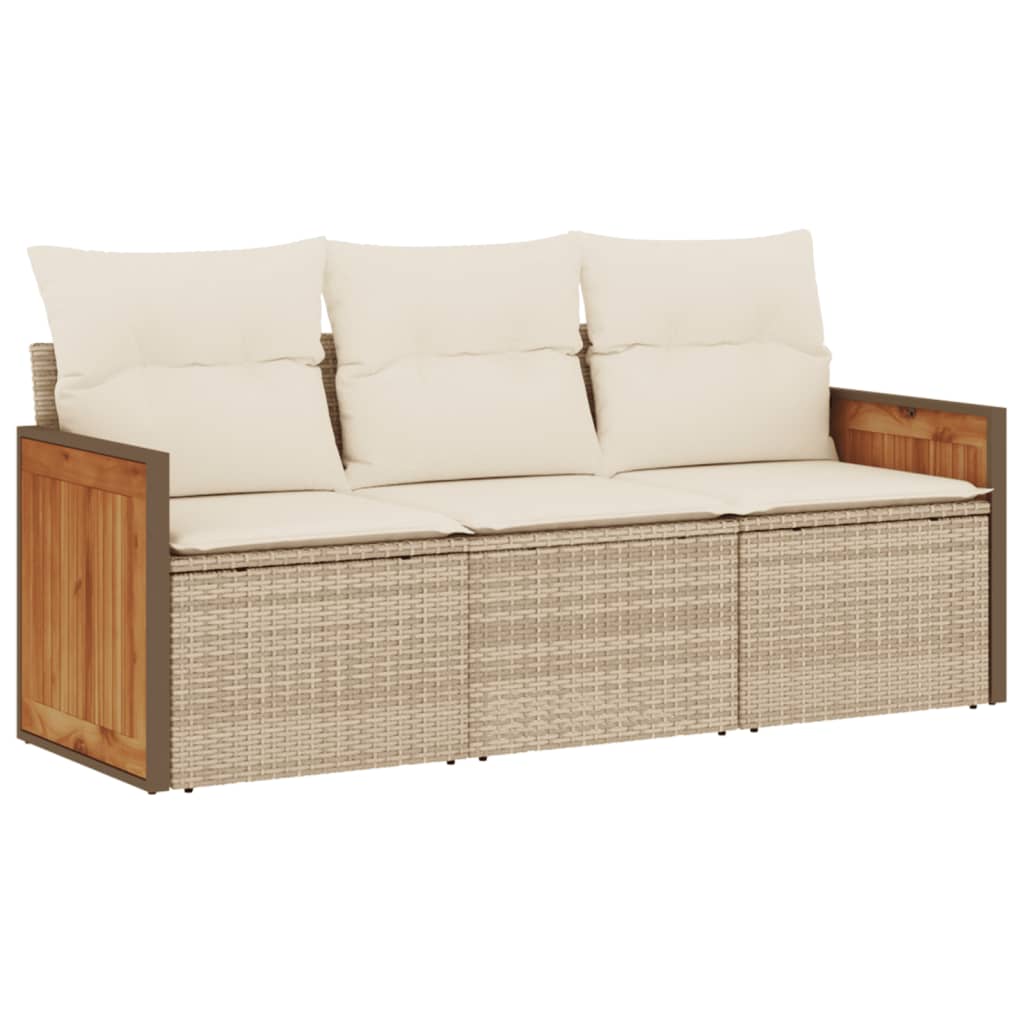 3-delige Loungeset met kussens poly rattan beige is nu te koop bij PeponiXL, paradijselijk wonen!