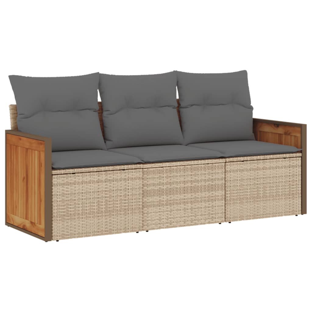 3-delige Loungeset met kussens poly rattan beige is nu te koop bij PeponiXL, paradijselijk wonen!