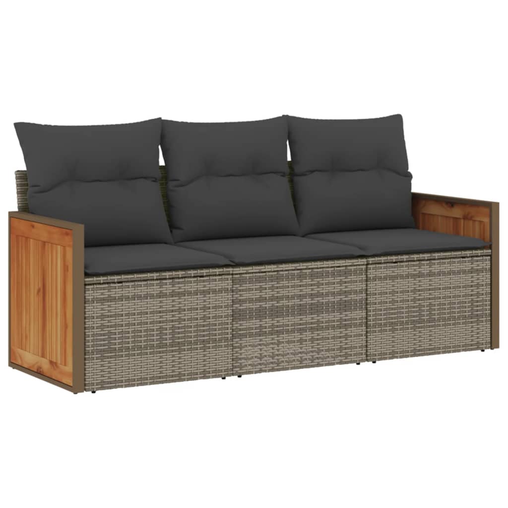 3-delige Loungeset met kussens poly rattan grijs is nu te koop bij PeponiXL, paradijselijk wonen!