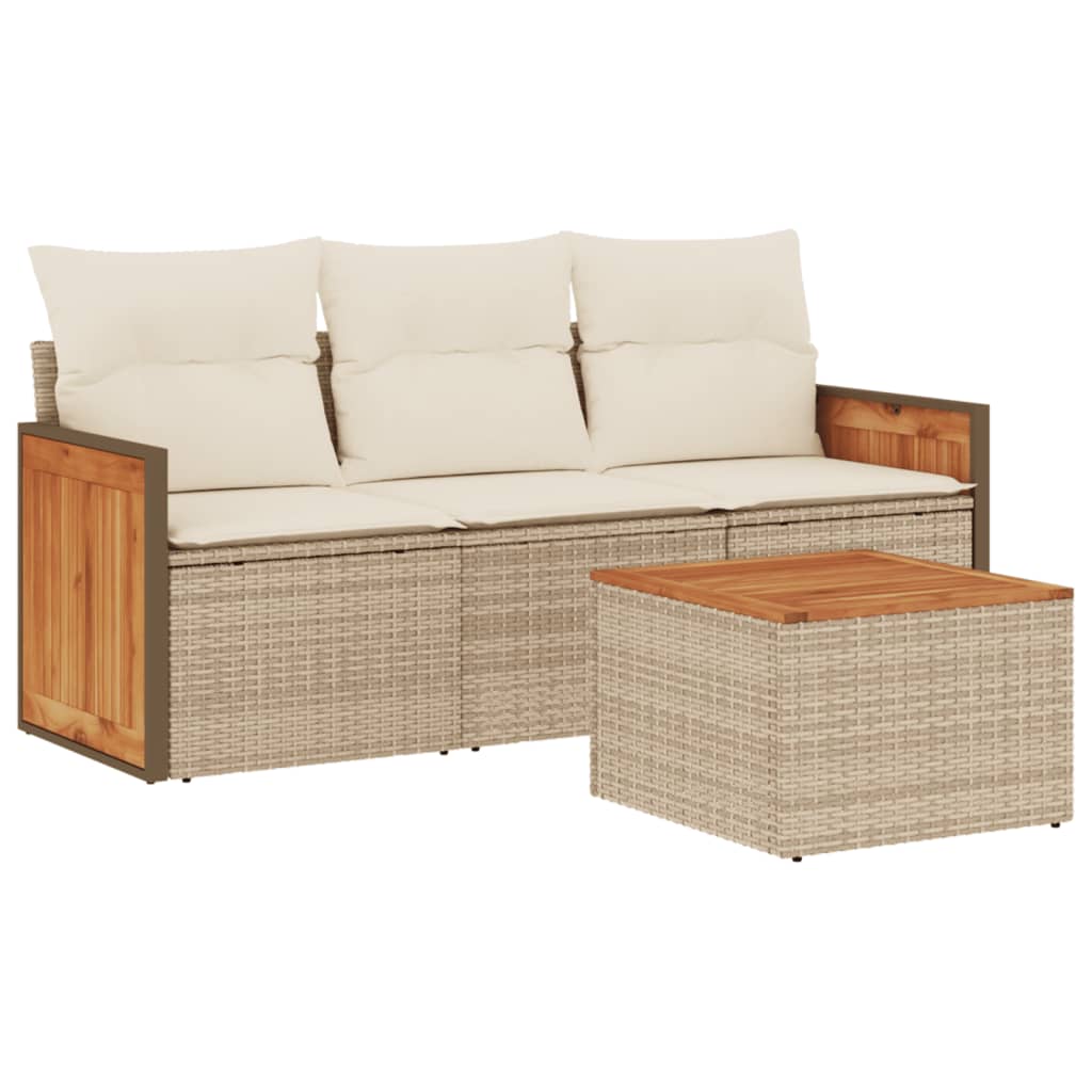 4-delige Loungeset met kussens poly rattan beige is nu te koop bij PeponiXL, paradijselijk wonen!