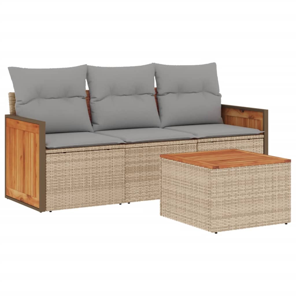 4-delige Loungeset met kussens poly rattan beige is nu te koop bij PeponiXL, paradijselijk wonen!