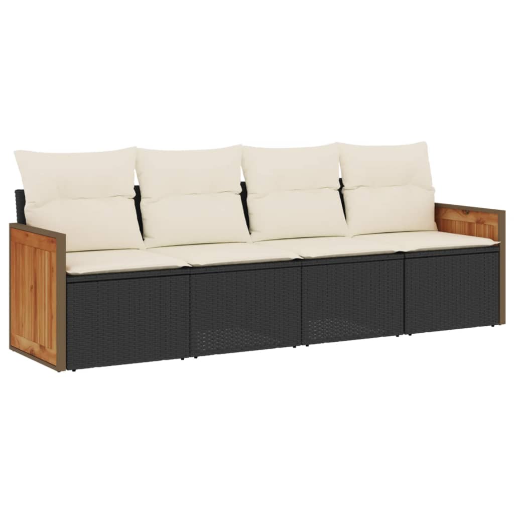 4-delige Loungeset met kussens poly rattan zwart is nu te koop bij PeponiXL, paradijselijk wonen!
