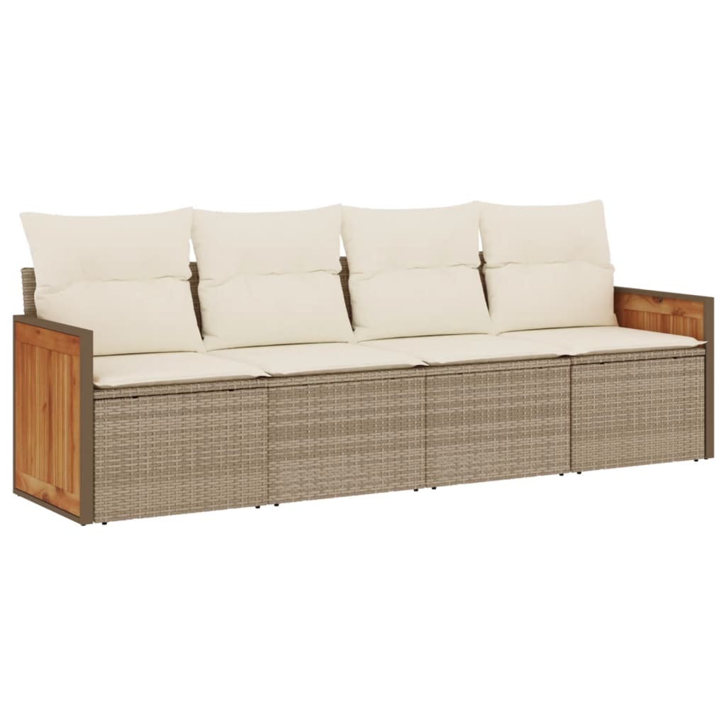 4-delige Loungeset met kussens poly rattan beige is nu te koop bij PeponiXL, paradijselijk wonen!