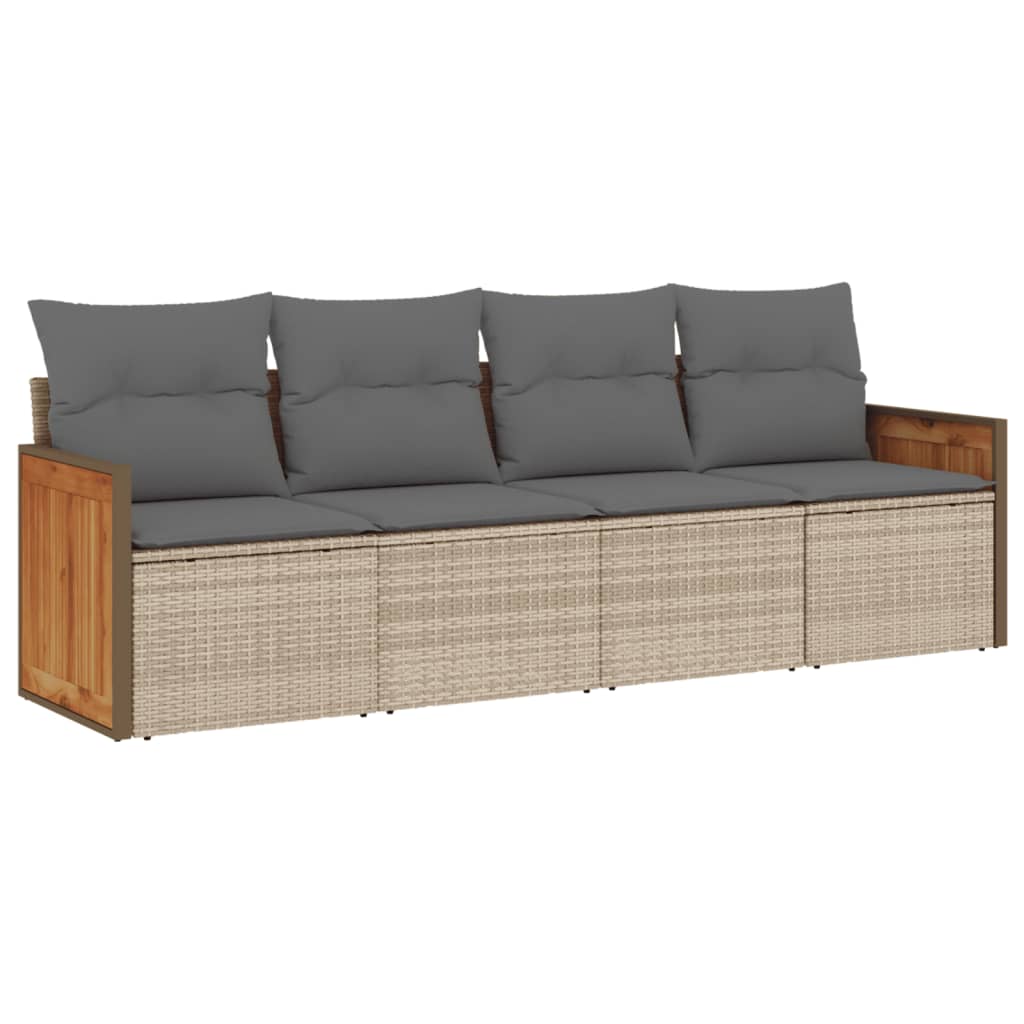 4-delige Loungeset met kussens poly rattan beige is nu te koop bij PeponiXL, paradijselijk wonen!