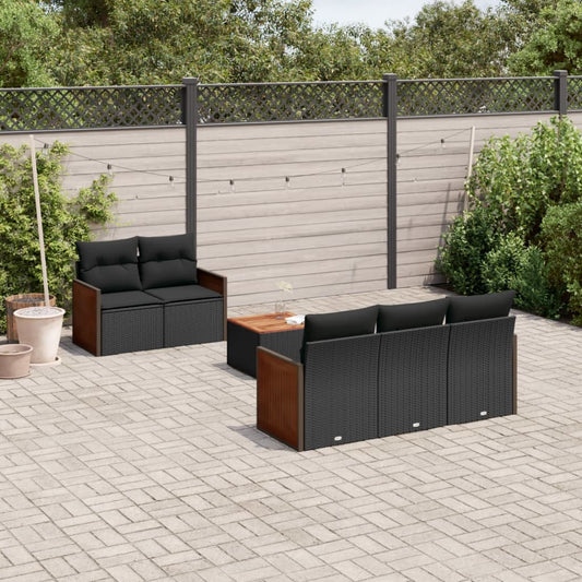 6-delige Loungeset met kussens poly rattan zwart is nu te koop bij PeponiXL, paradijselijk wonen!