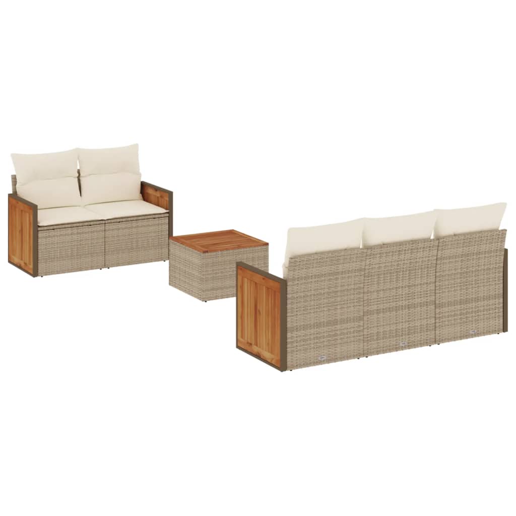 6-delige Loungeset met kussens poly rattan beige is nu te koop bij PeponiXL, paradijselijk wonen!