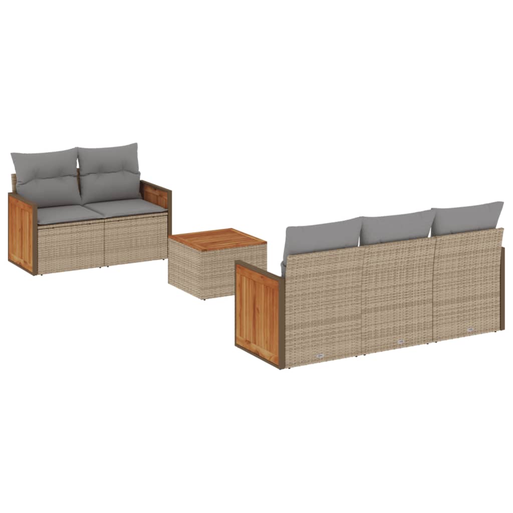 6-delige Loungeset met kussens poly rattan beige is nu te koop bij PeponiXL, paradijselijk wonen!