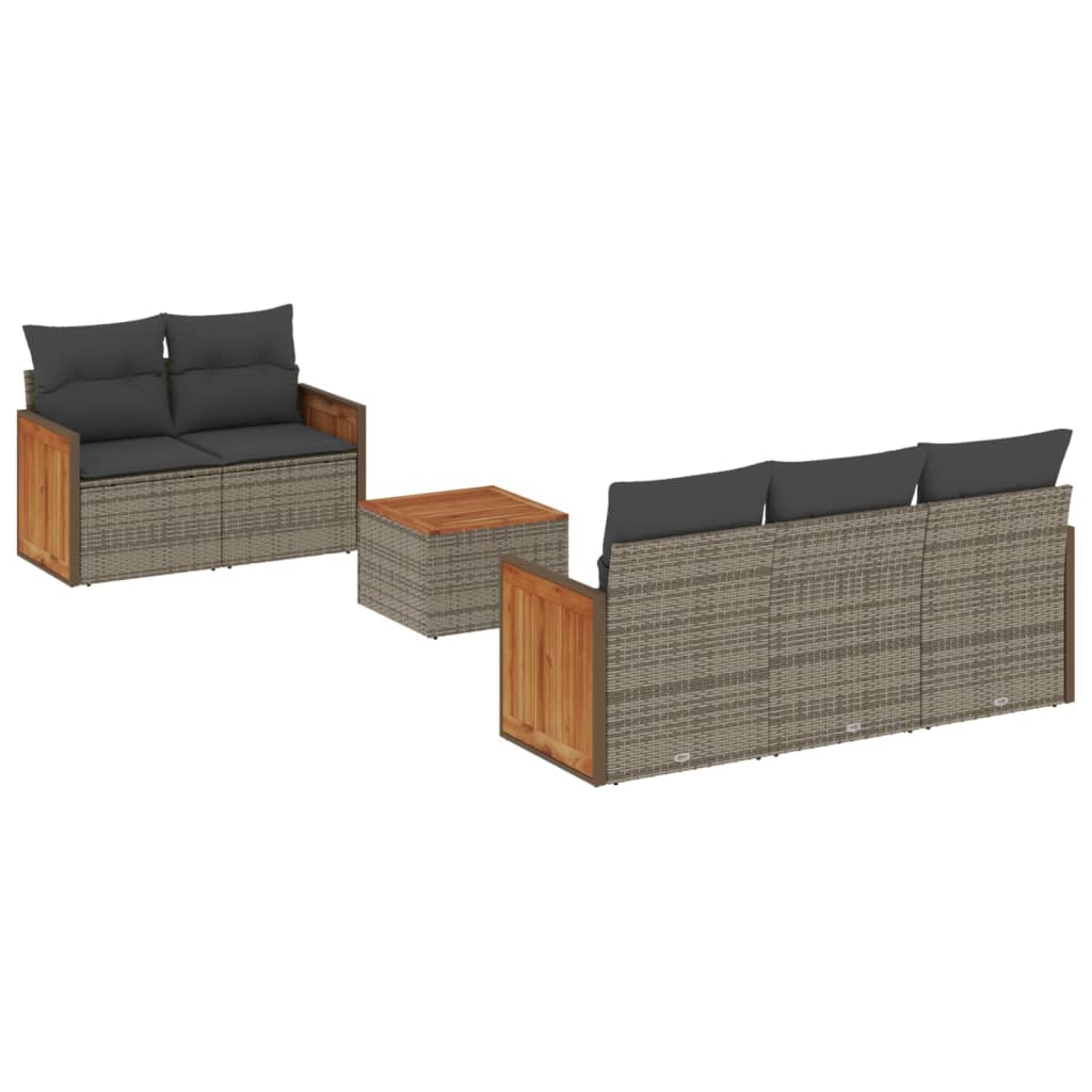 6-delige Loungeset met kussens poly rattan grijs is nu te koop bij PeponiXL, paradijselijk wonen!
