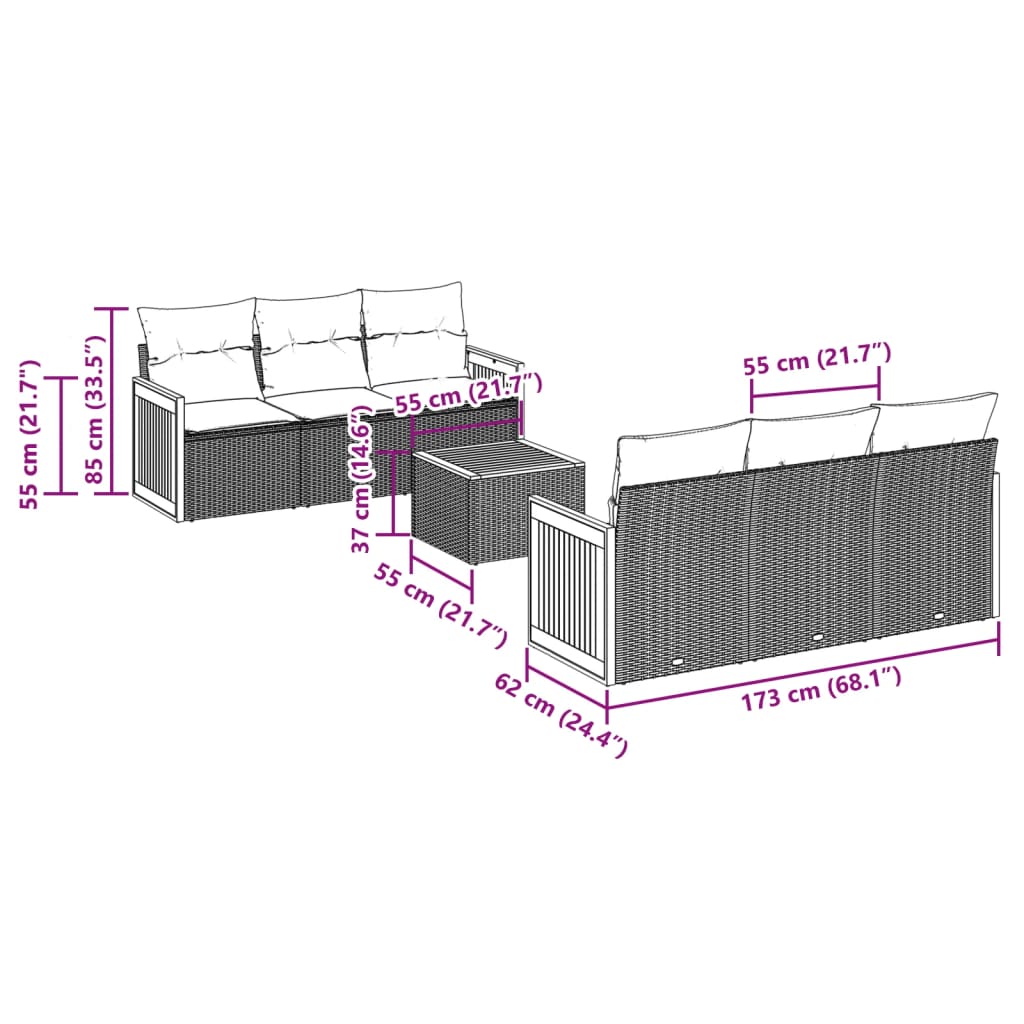 7-delige Loungeset met kussens poly rattan zwart is nu te koop bij PeponiXL, paradijselijk wonen!