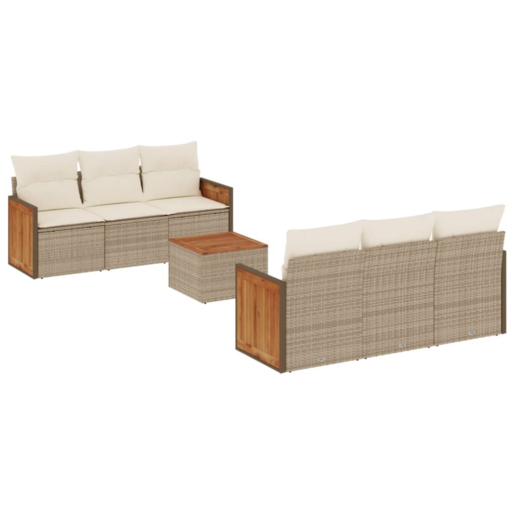 7-delige Loungeset met kussens poly rattan beige is nu te koop bij PeponiXL, paradijselijk wonen!