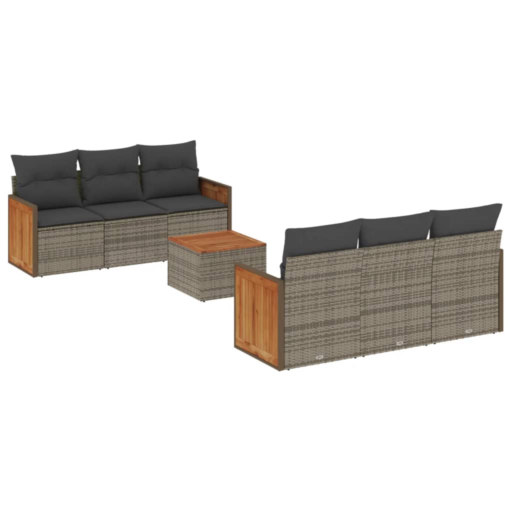 7-delige Loungeset met kussens poly rattan grijs is nu te koop bij PeponiXL, paradijselijk wonen!