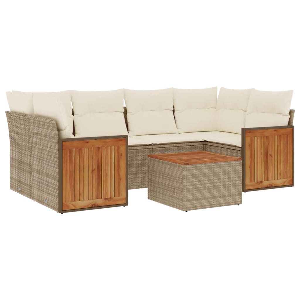 7-delige Loungeset met kussens poly rattan beige is nu te koop bij PeponiXL, paradijselijk wonen!