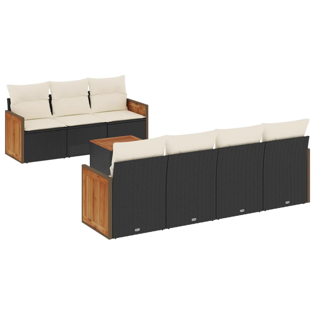 8-delige Loungeset met kussens poly rattan zwart is nu te koop bij PeponiXL, paradijselijk wonen!