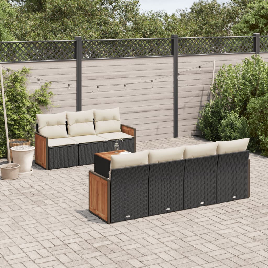 8-delige Loungeset met kussens poly rattan zwart is nu te koop bij PeponiXL, paradijselijk wonen!