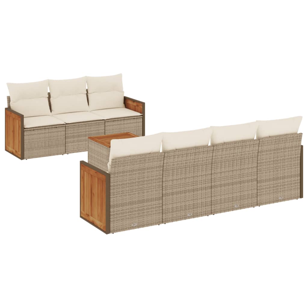 8-delige Loungeset met kussens poly rattan beige is nu te koop bij PeponiXL, paradijselijk wonen!