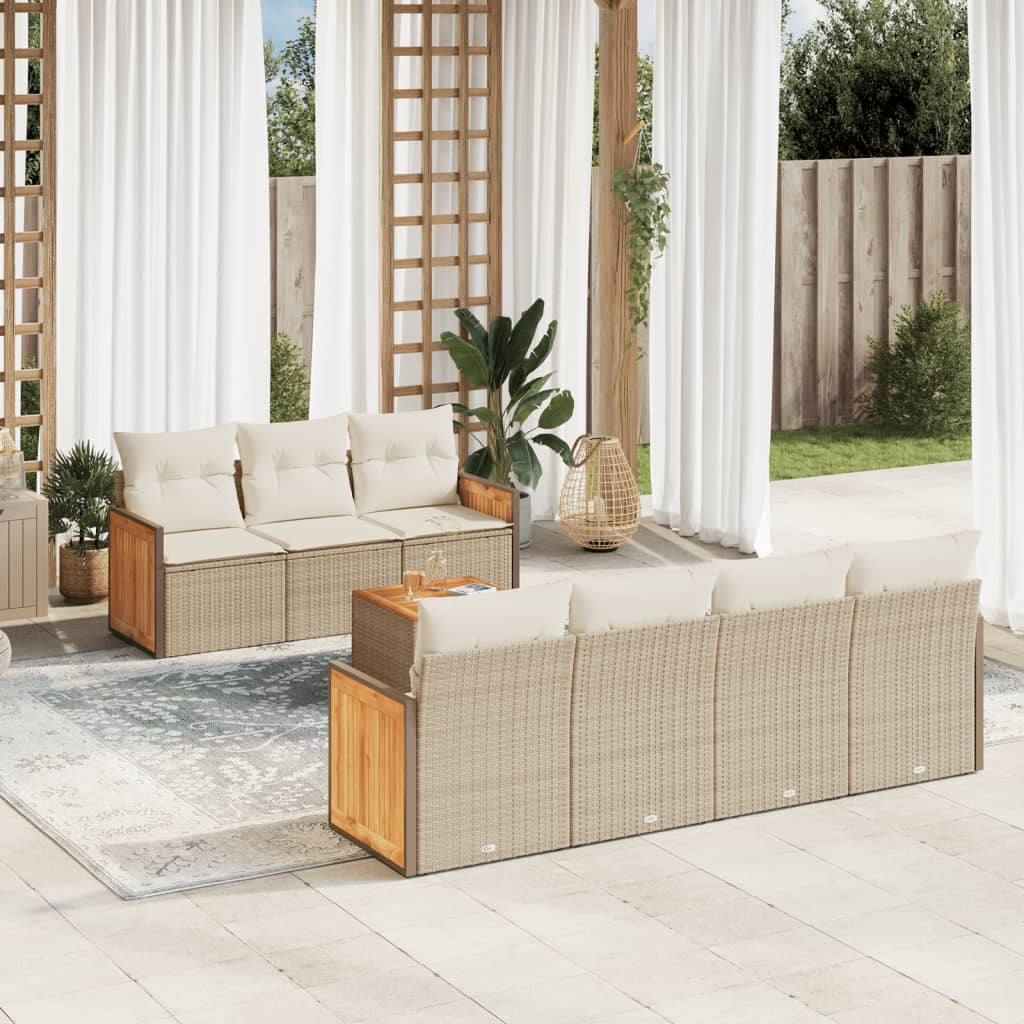 8-delige Loungeset met kussens poly rattan beige is nu te koop bij PeponiXL, paradijselijk wonen!