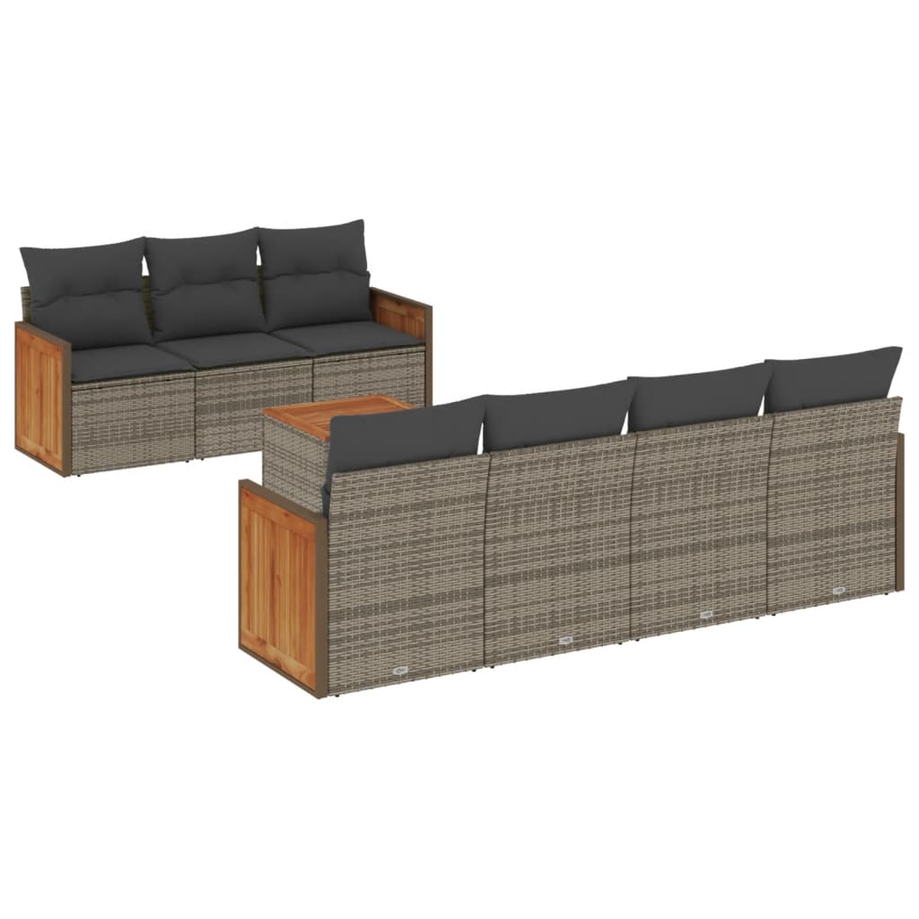 8-delige Loungeset met kussens poly rattan grijs is nu te koop bij PeponiXL, paradijselijk wonen!