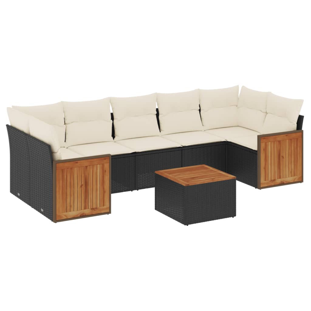 8-delige Loungeset met kussens poly rattan zwart is nu te koop bij PeponiXL, paradijselijk wonen!