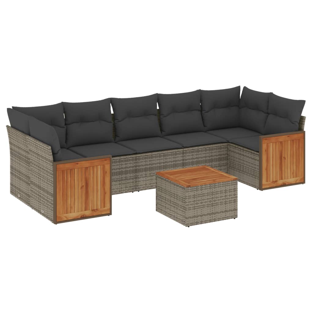 8-delige Loungeset met kussens poly rattan grijs is nu te koop bij PeponiXL, paradijselijk wonen!